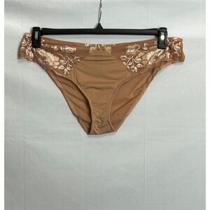 Adore Me Tan Floral Lace Mesh Bikini Panties Plus Size 2X New With Tags